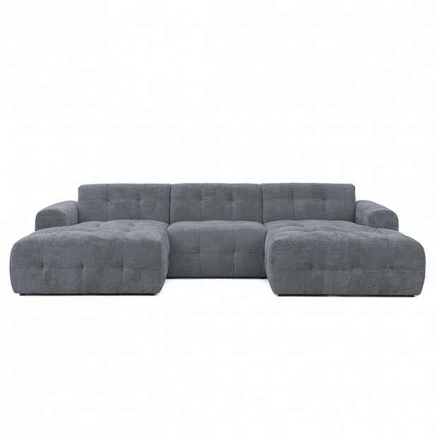 luma-home SEDACÍ SOUPRAVA ve tvaru písmene U s rafinovaným prošíváním, 6místná, 323 × 161 × 79 cm (Š×H×V), čalounění ze ženilky v šedé barvě / 21052