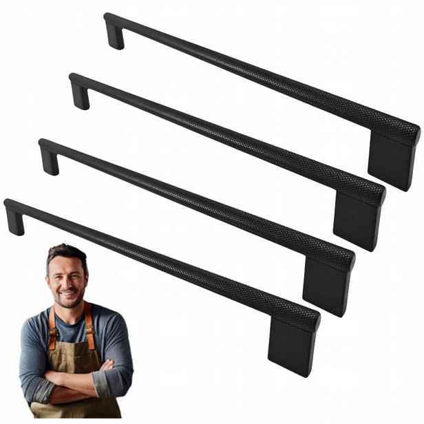 Nábytková Úchytka do skříňky Zásuvky Barro 256 mm Černé ramínko 4ks