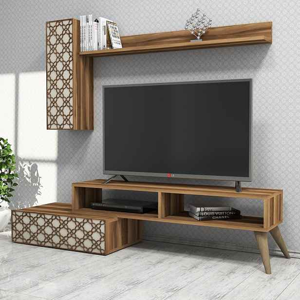 TV stěna / Sestava pod TV Planet - Walnut, Cream