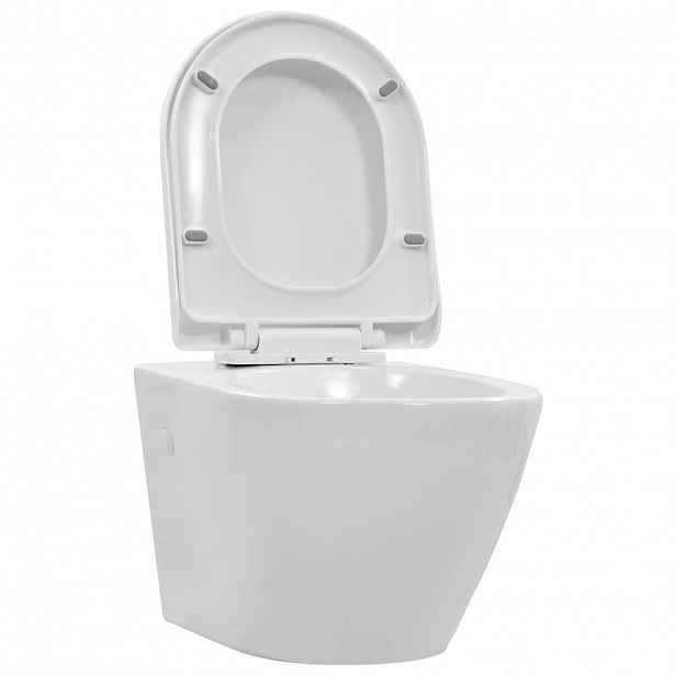 vidaXL Závěsné WC bez okraje keramické bílé