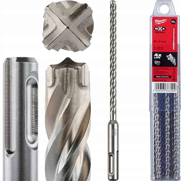 Vrtáky do betonu Sds Plus 6 x 100/165 mm 10 ks Milwaukee MX4