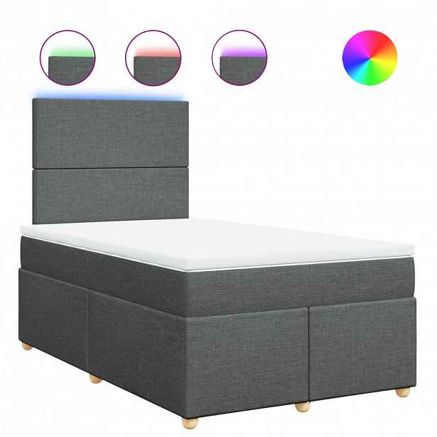 vidaXL Box spring postel s matrací tmavě šedá 120x200 cm textil