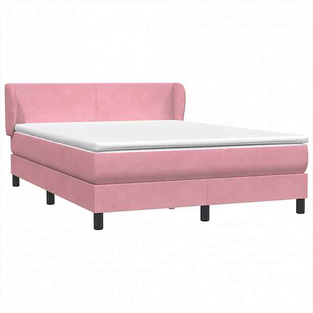 vidaXL Box spring postel s matrací růžová 140x210 cm samet