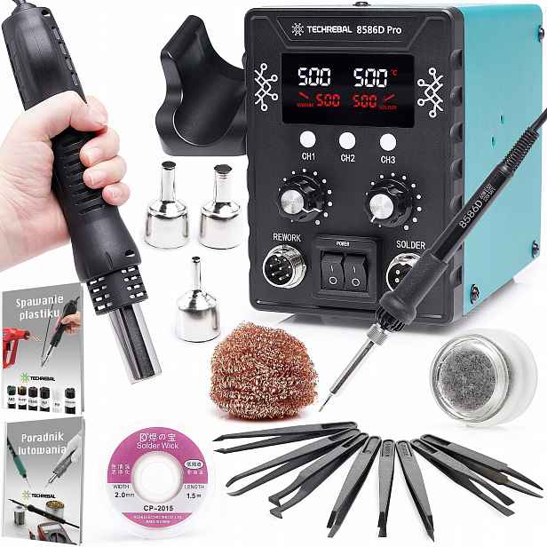 Pájecí Stanice Techrebal 8586D Pro 2V1 Hot Air Pájecí Pero Pinzety