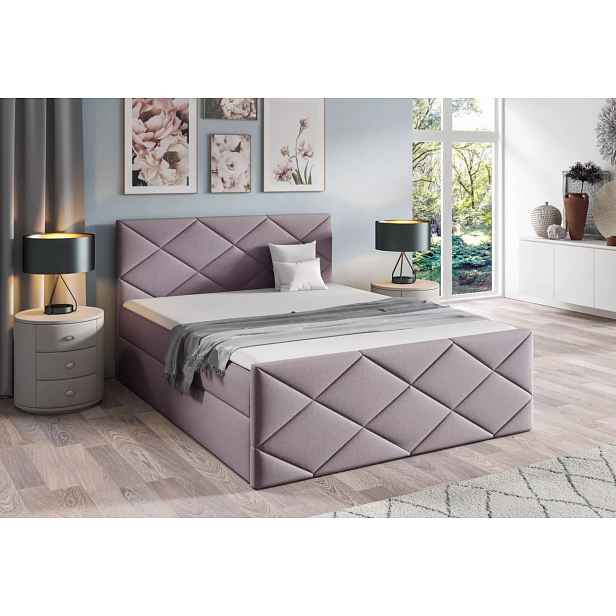 Postel s matrací a roštem HALKA - 140x220, fialová 2 + topper ZDARMA