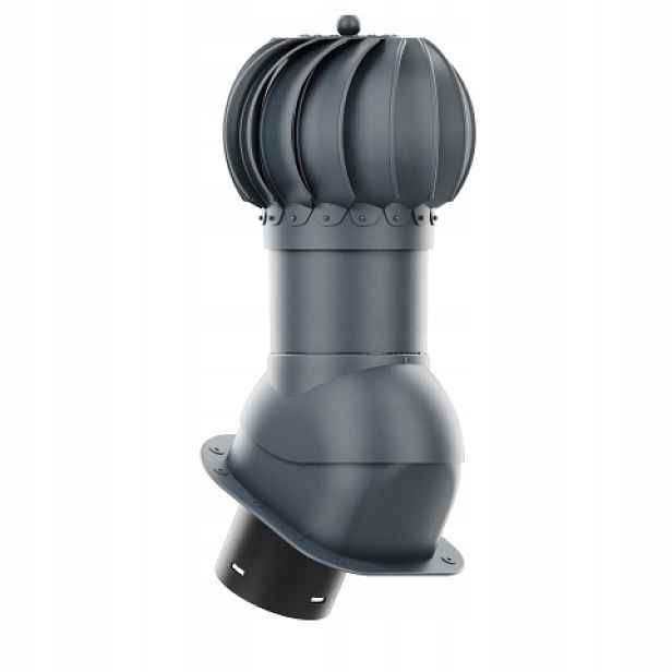 Rotační krb Rotoline pro plechovou střešní krytinu H, průměr 150 mm, kulatý, antracitová barva