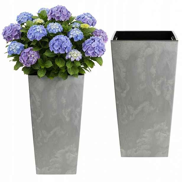 Vysoký Květináč Imitace šedý beton Slim terasa obdélníková s vložkou 40x75 cm
