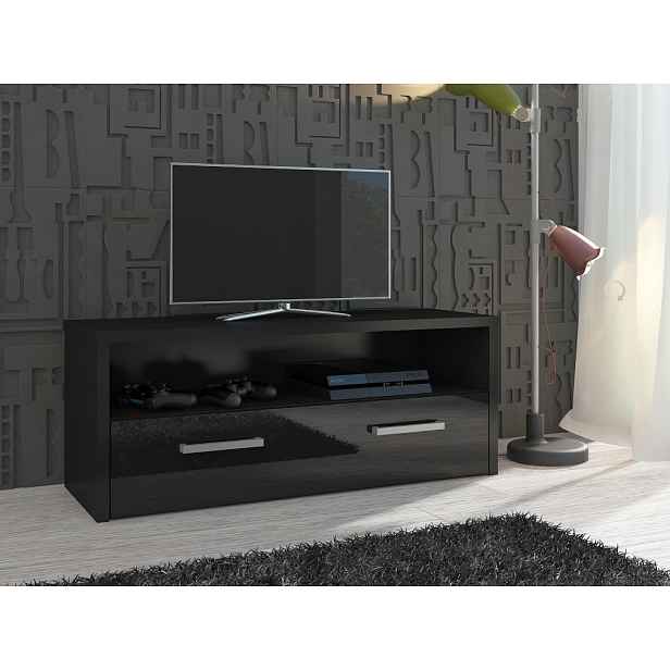 TV stolek TIRANA, černá/černý lesk