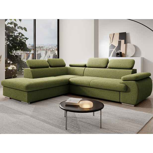 Rohová sedačka Viera, salátově zelená látka, levý roh