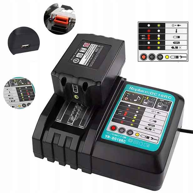 Rychlonabíječka Pro Makita DC18RC 14,4-18V 3A Li-ion S Led Indikátorem Stavu