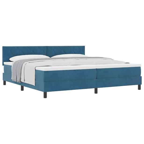 vidaXL Postel s boxspringem s čelo Tmavě modrá 200 x 200 cm samet