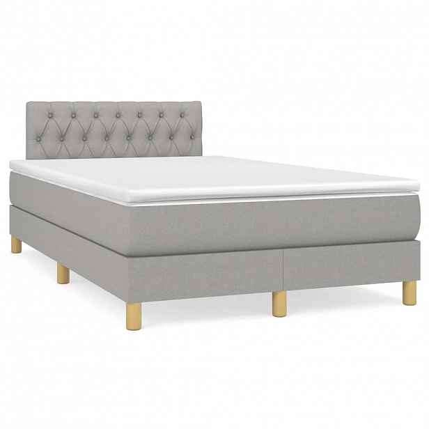 vidaXL Box spring postel s matrací světle šedá 120 x 200 cm textil