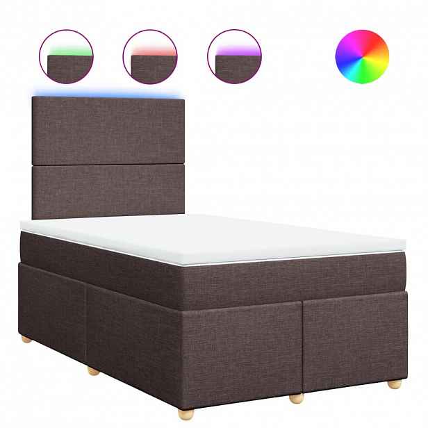 vidaXL Box spring postel s matrací tmavě hnědá 120x200 cm textil
