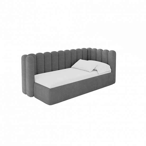 ALTDECOR JEDNOLŮŽKOVÁ POSTEL pro mládež s úložným prostorem, vlevo - HUGY 80x200 tmavě šedá