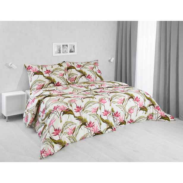 Bavlněné povlečení 140x200+70x90 Tropical flowers pink