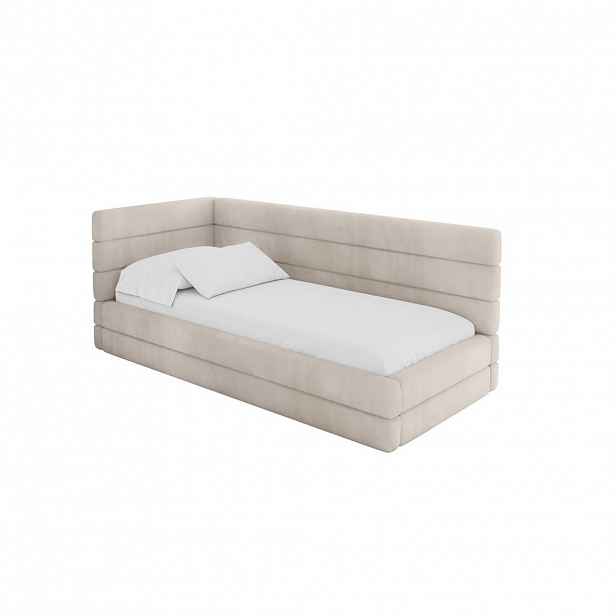 ALTDECOR JEDNOLŮŽKOVÁ POSTEL pro mládež s úložným prostorem, vpravo - BEMY 100x200 béžová