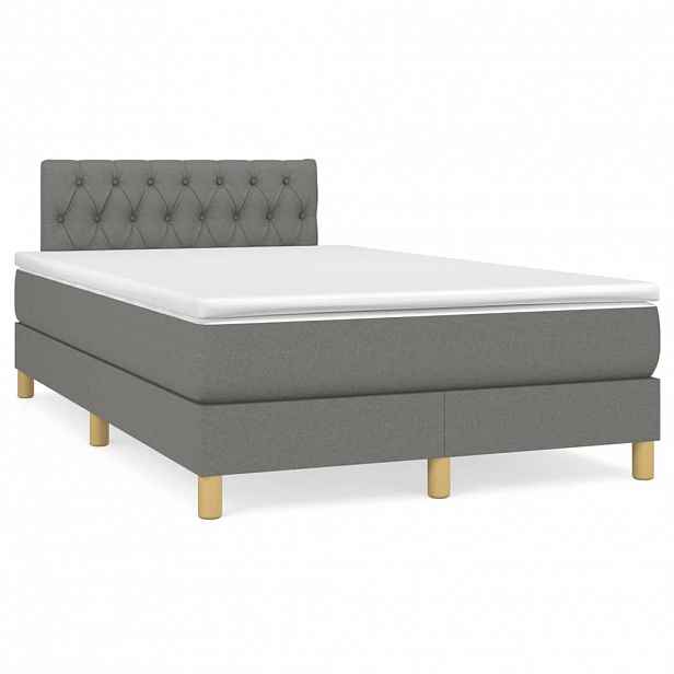 vidaXL Box spring postel s matrací tmavě šedá 120x200 cm textil