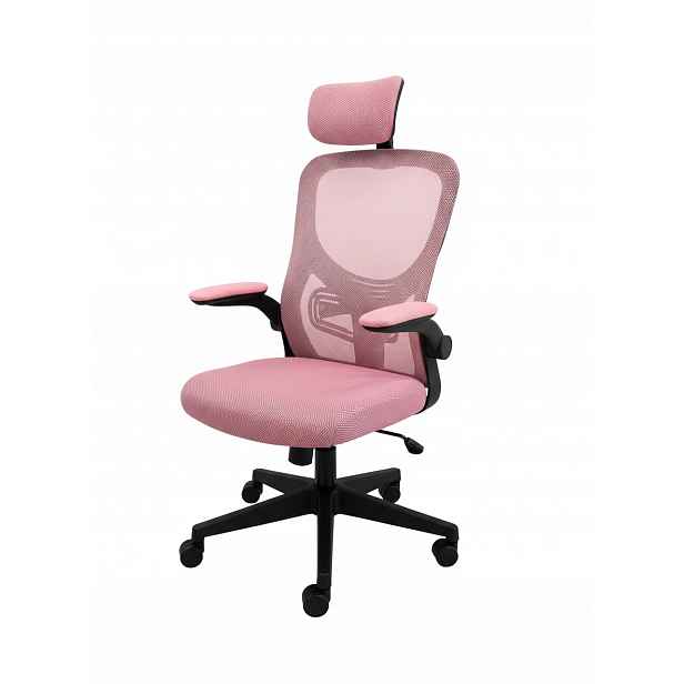 Ergonomická Otočná Kancelářská Židle Z Mikrosítě Fibi Růžová- Černá