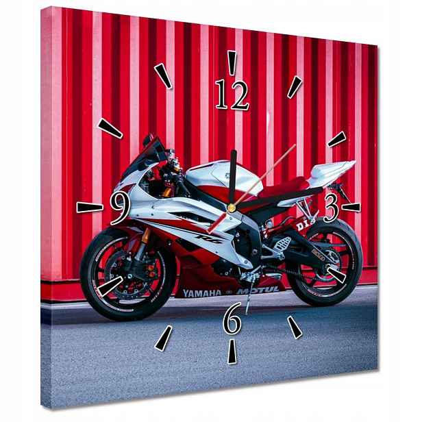 Hodiny 30x30 Bílo-červené Yamaha