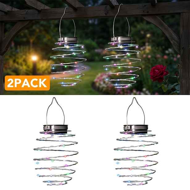 TEMU 2 solární zahradní lucerny, 16 LED venkovní litinové závěsné venkovní světla, napájené solární energií, jsou velmi vhodné pro ploty, verandy,