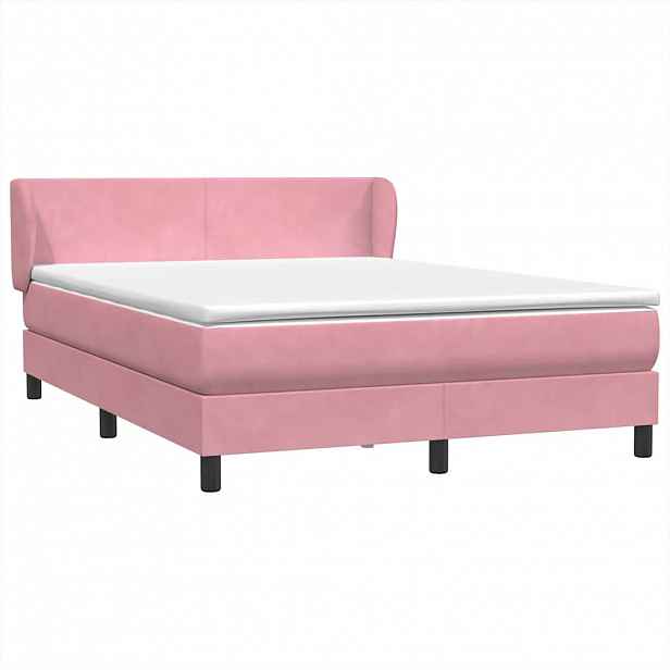 vidaXL Box spring postel s matrací růžová 160x210 cm samet