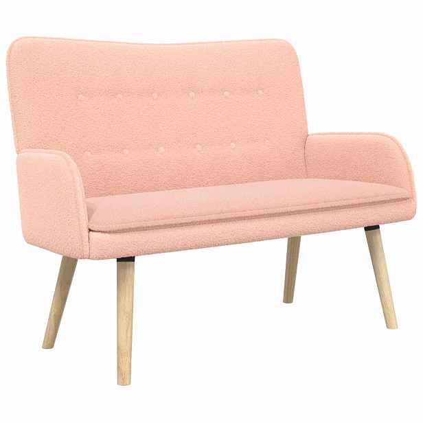 vidaXL Sofa pro dvě osoby Růžová 115 x 61 x 87 cm Bouclé