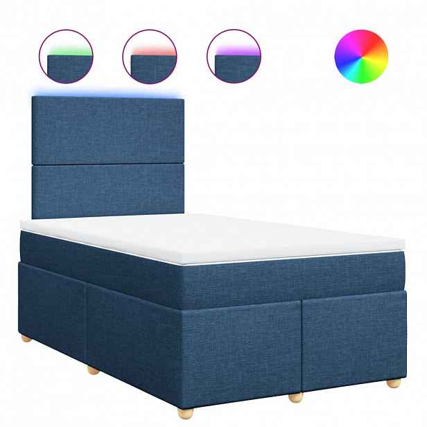 vidaXL Box spring postel s matrací modrá 120x200 cm textil