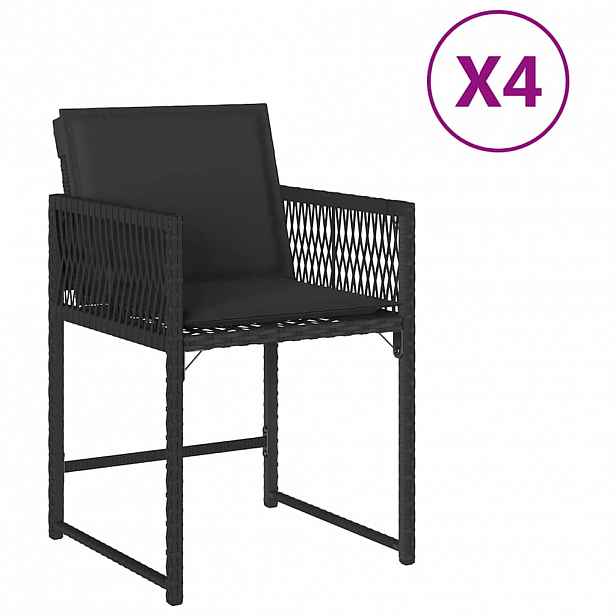 vidaXL Zahradní židle s poduškami 4 ks černé polyratan