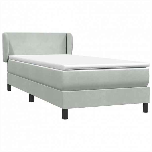 vidaXL Box spring postel s matrací světle šedá 80x220 cm samet
