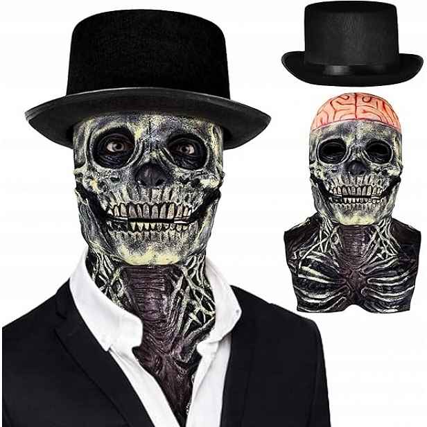 Halloweenská Maska S Mrtvou Lebkou A Kloboukem Pro Cosplay Párty