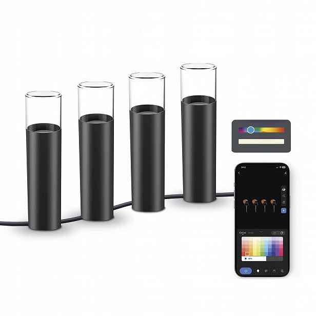 Ksix sada 4 venkovních majáků, WiFi, 12W, 200lmn, Rgbwic, IP65