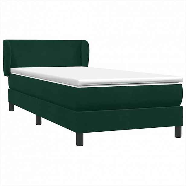 vidaXL Box spring postel s matrací tmavě zelená 80x220 cm samet