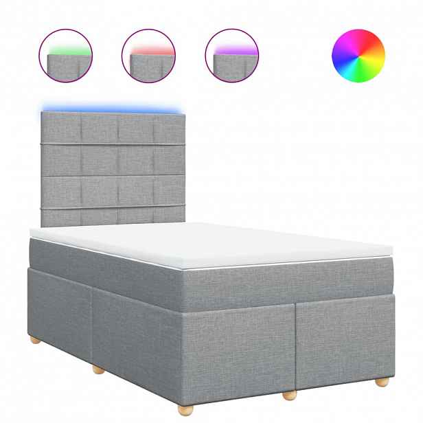 vidaXL Box spring postel s matrací světle šedá 120 x 200 cm textil