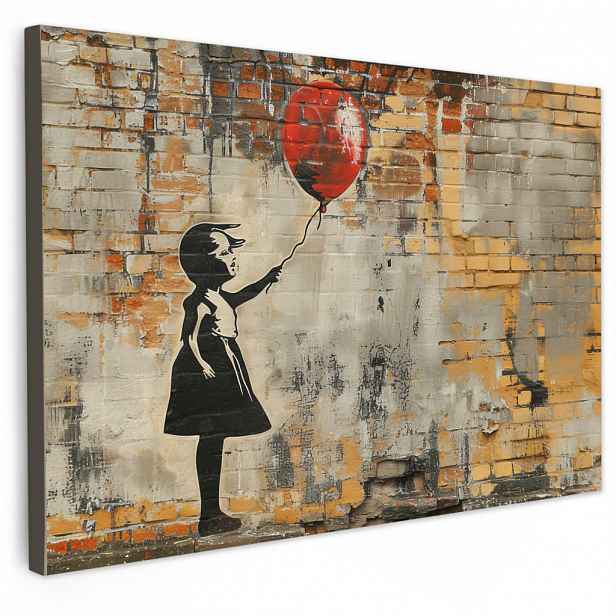 MuchoWow OBRAZ NA PLÁTNĚ Graffiti - Banksy - Dívka - Street art 60x40 cm