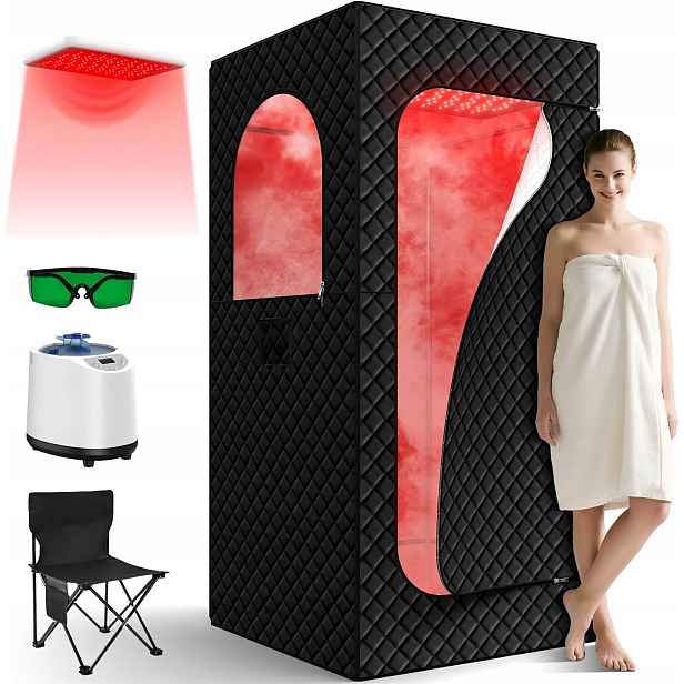 Přenosná infračervená parní sauna s červeným světlem 1200 W