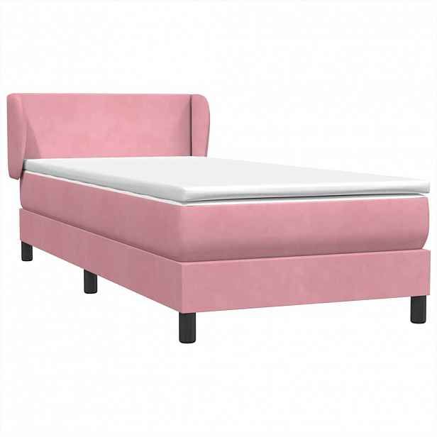 vidaXL Box spring postel s matrací růžová 80x220 cm samet