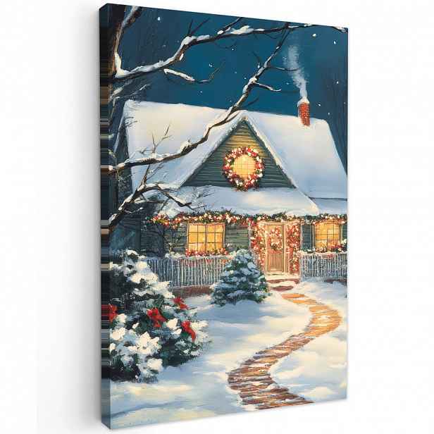 MuchoWow OBRAZ NA PLÁTNĚ Vánoce - Vánoční stromek - Zima - Domov - Sníh 40x60 cm