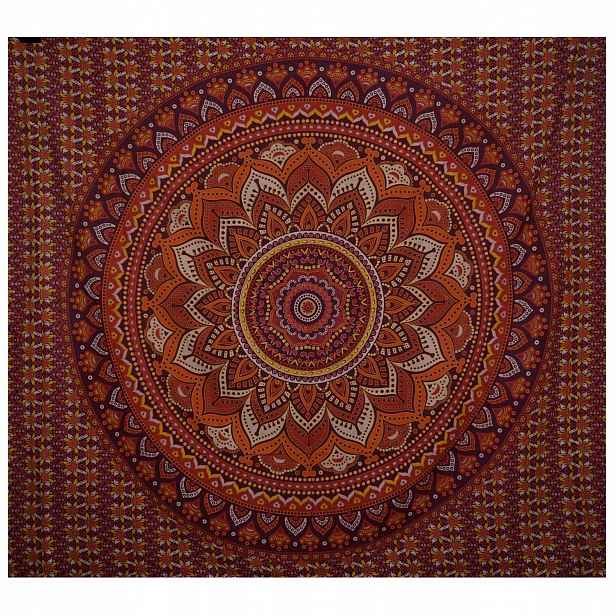 XXL Indický Přehoz Závěs Ubrus Mandala 210x230
