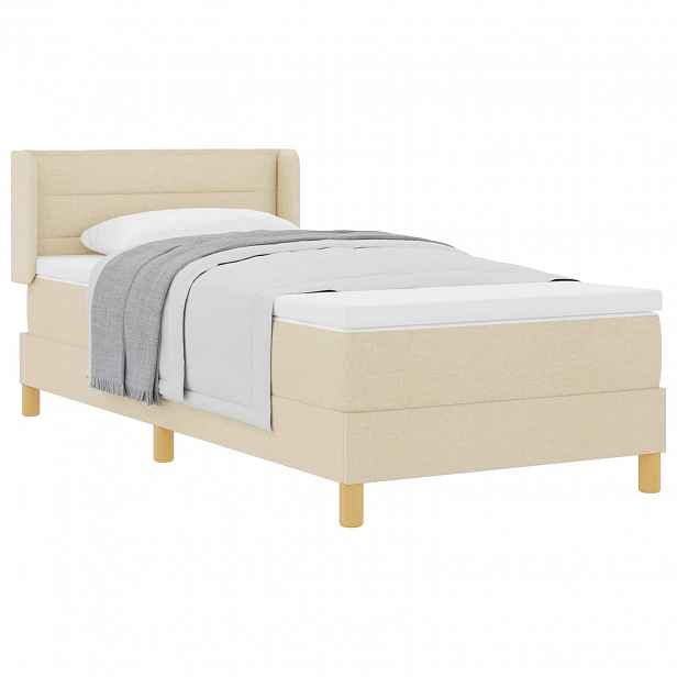 vidaXL Postel s boxspringem s matrací Krémová 200 x 80 cm textil