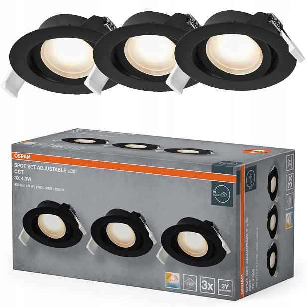 3x Podomítkové stropní svítidlo Halogenové Led Spot Pohyblivé 4.9W 200lm Cct