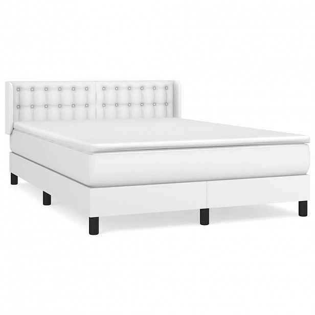 vidaXL Box spring postel s matrací bílá 140x200 cm umělá kůže