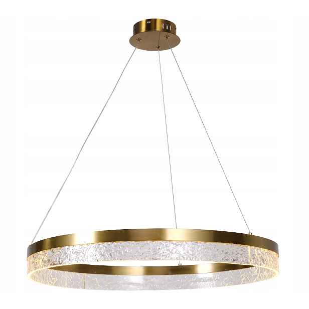 Hielo závěsná lampa 60 cm Led 24 W kulatý glamour prstenec zlatá mosaz
