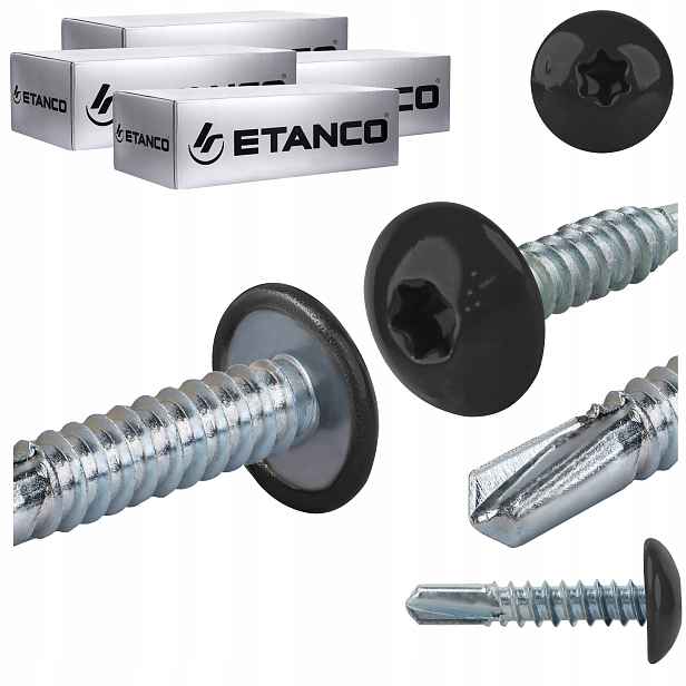 Šrouby do kovu Torx 5 mm 5,5 x 25 mm Ral 9005 2000 ks Etanco GT5 Ph