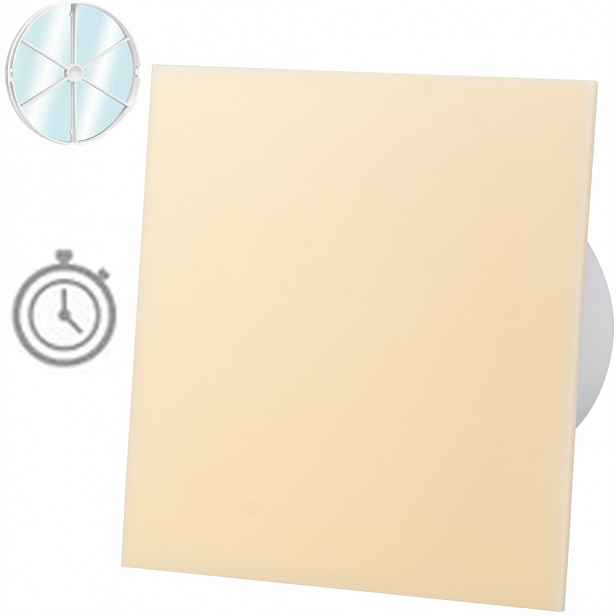 Ventilátor S Plexi Zpětným Ventilem Béžový Časový Spínač Časovač Fi 125