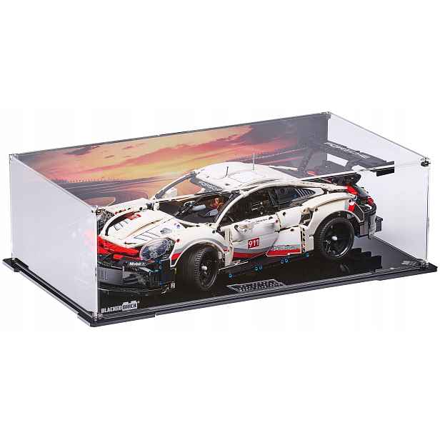 Vitrína s pozadím 2 Blacked Brick pro Lego Technic 42096 Porsche 911 Rsr