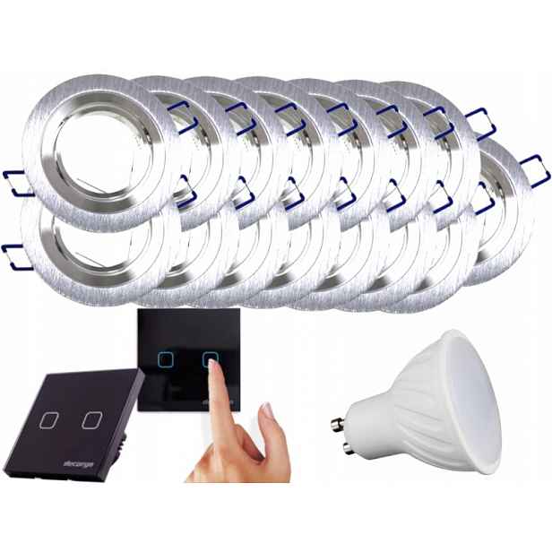 Sada objímky Aluminium Led 15x Vypínač Žárovky