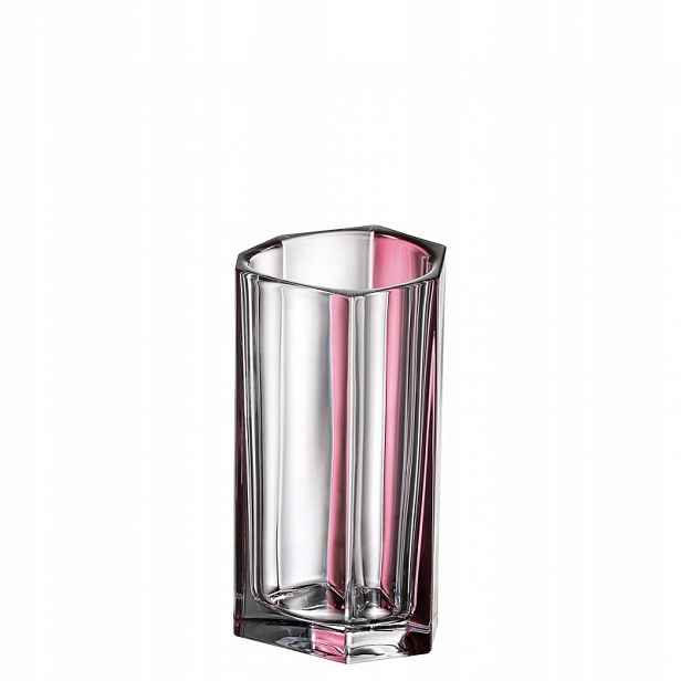 Bohemia Křišťálová váza Bazalt Pink Line 25 cm růžová