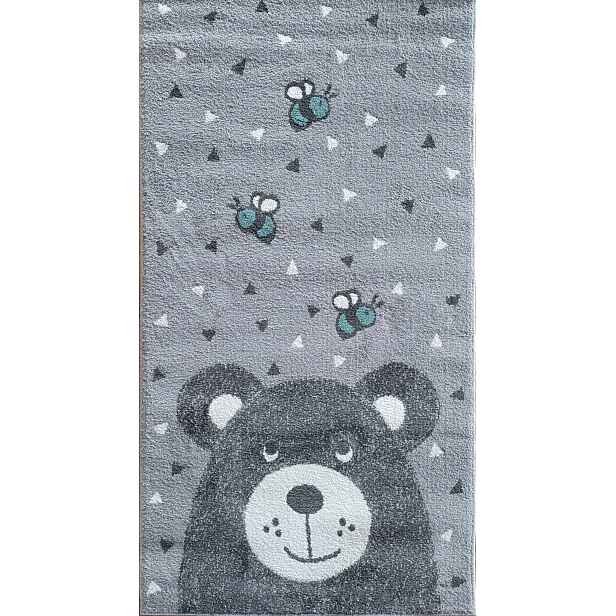 Koberec s měkkým vlasem, medvídek a včelky 80 x 150 cm