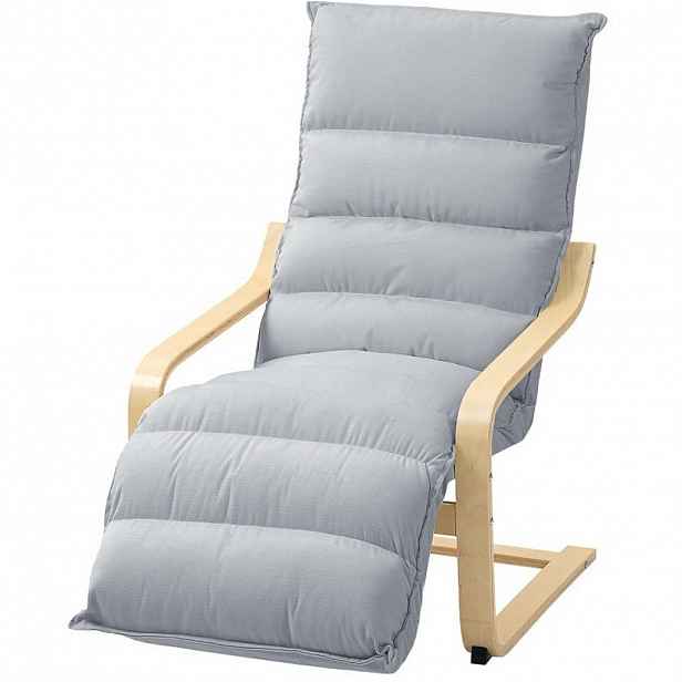 Redom RELAXAČNÍ křeslo 67/93–114/105 cm s nastavitelnou podnožkou a sametovým povrchem, Světle šedá