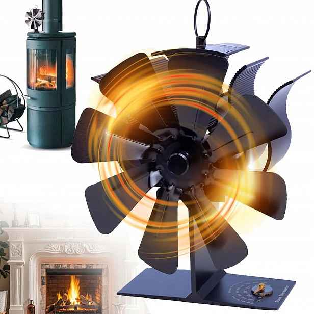 Termoelektrický Krbový Ventilátor Napájený Teplem, Tichý Ventilátor, Černý